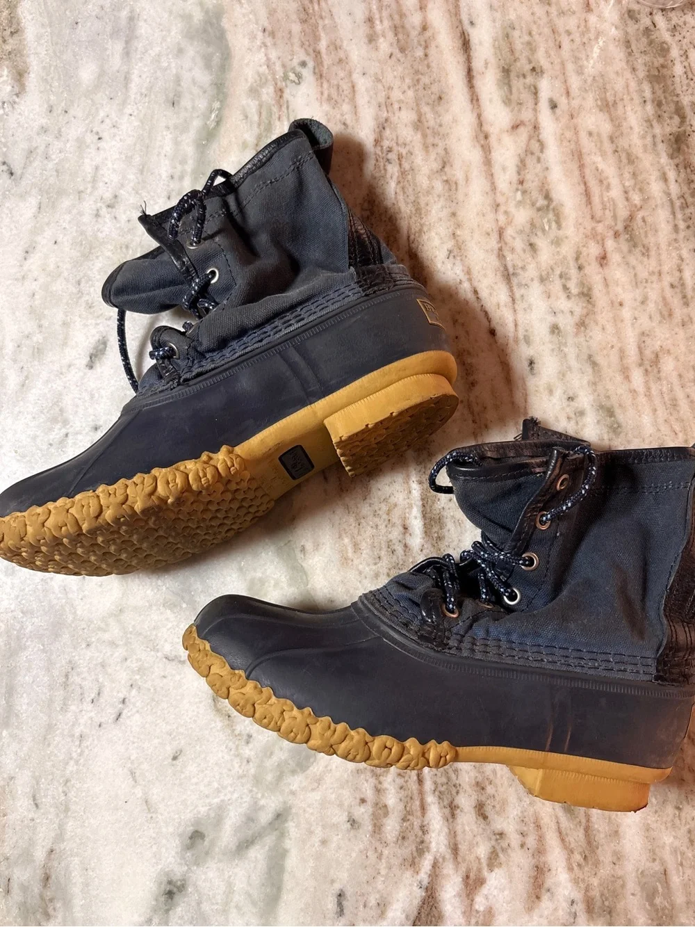 LLBean Kid’s Navy Blue and Gum Lace-Up Outdoor Boots